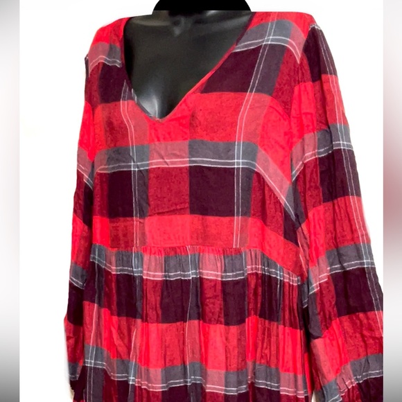 🦋LANE BRYANT Red Babydoll Flannel Top🦋 - Picture 7 of 12
